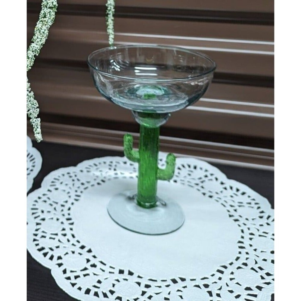 Set of 2 CACTUS stem margarita glasses‎